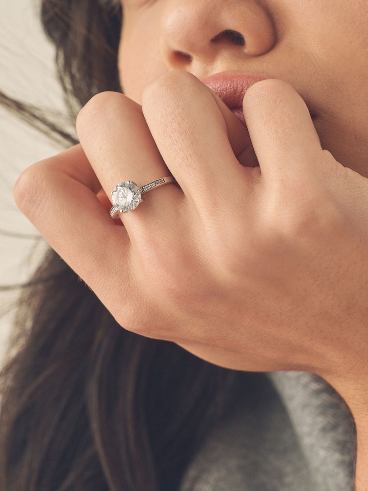 Sterling Silver - Cubic Zirconia Solitaire Ring - Bild 1 av 4