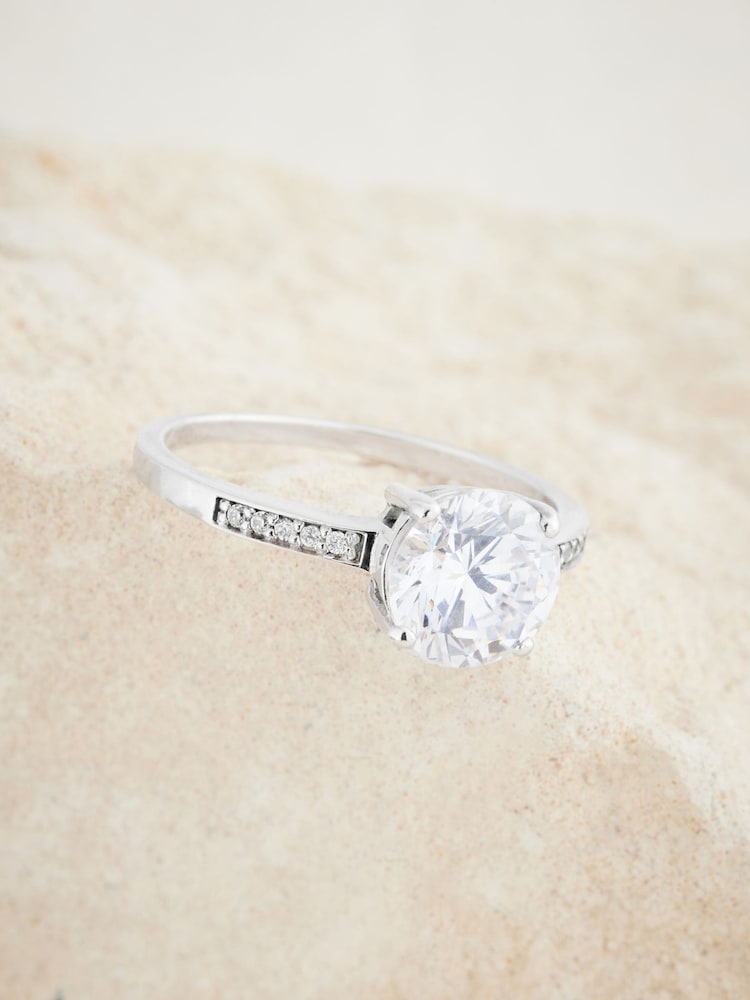 Sterling Silver Cubic Zirconia Solitaire Ring - Image 6 of 6 Sterling Silver Cubic Zirconia Solitaire Ring - Image 6 of 6
