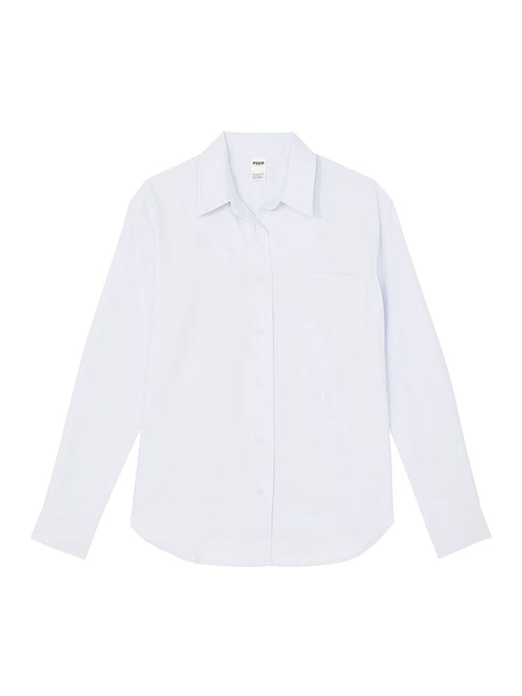 Victoria's Secret PINK Hydrangea Blue Button Up Oxford Shirt - Image 3 of 3