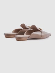 Reiss Taupe Meghan Flat Leather Mules - Image 4 of 5