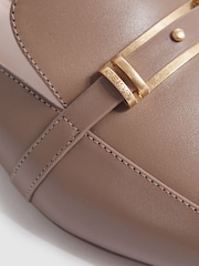 Reiss Taupe Meghan Flat Leather Mules - Image 5 of 5