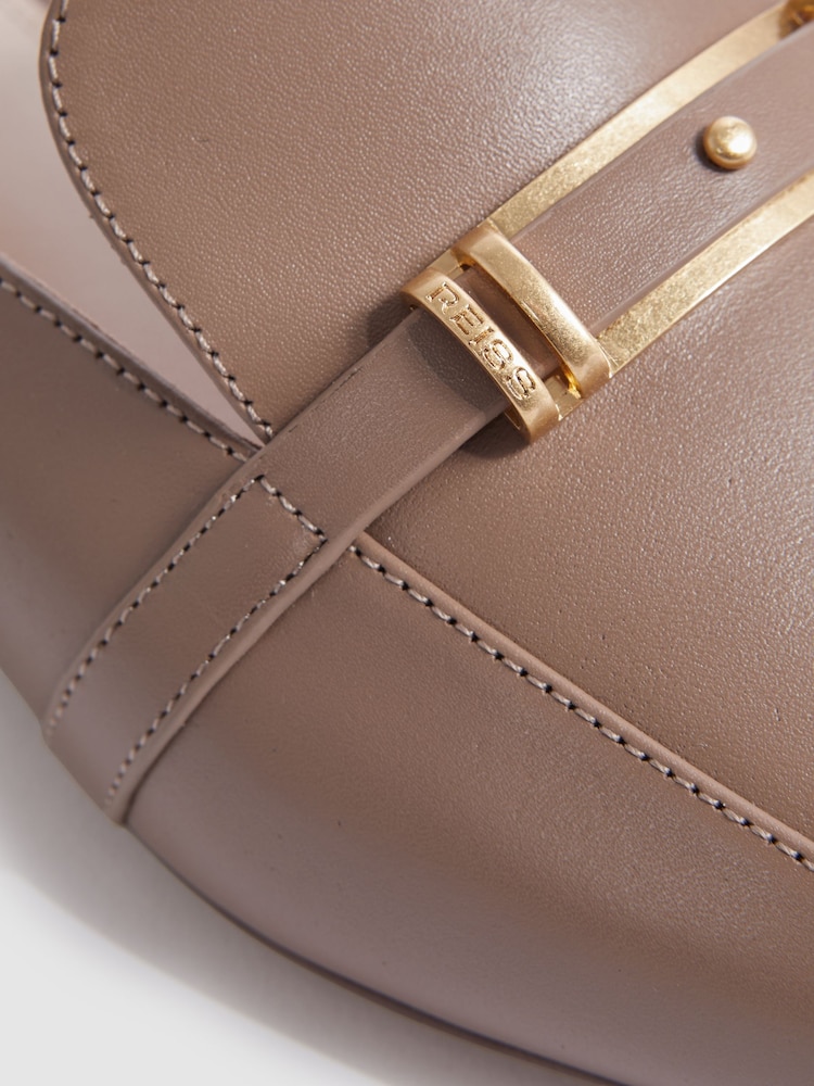 Reiss Taupe Meghan Flat Leather Mules - Image 5 of 5 Reiss Taupe Meghan Flat Leather Mules - Image 5 of 5
