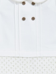 Mamas & Papas Cream Laura Ashley Nutmeg Print Mock 100% Cotton Shortie Romper - Image 3 of 3