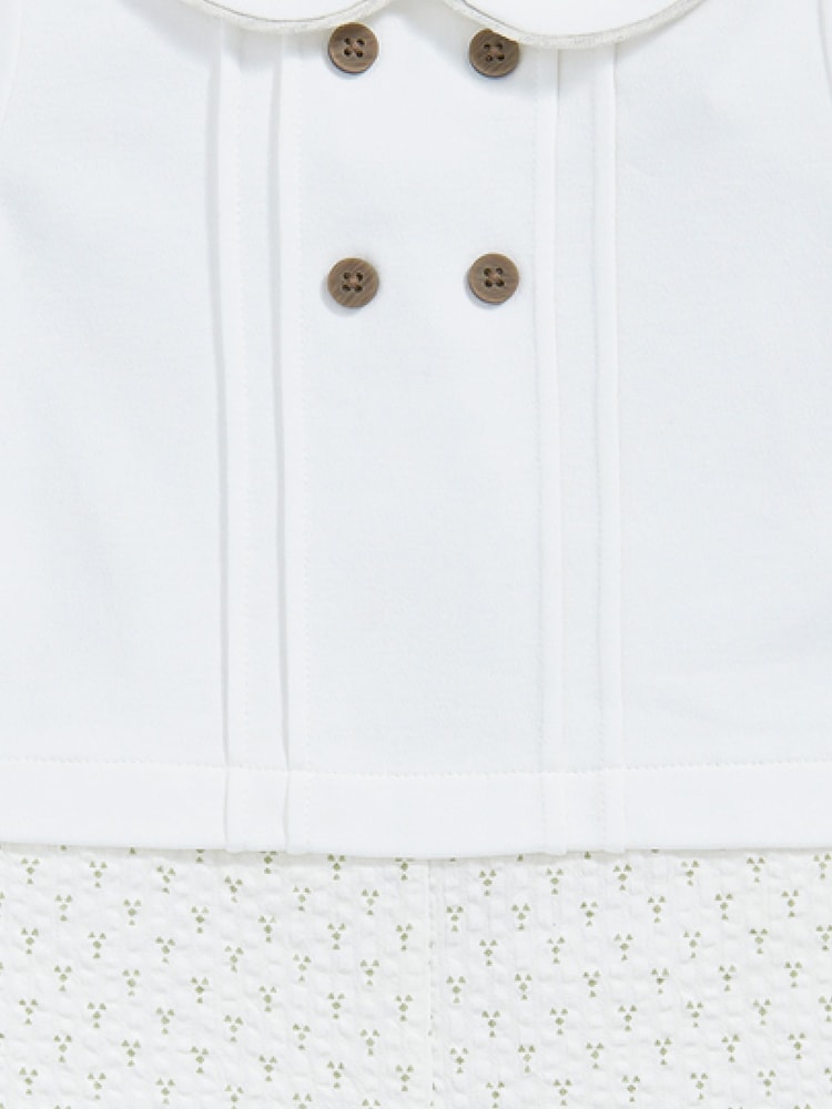 Mamas & Papas Cream Laura Ashley Nutmeg Print Mock 100% Cotton Shortie Romper - Image 3 of 3