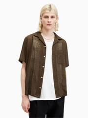 AllSaints Brown Caleta Short Sleeve Shirt - Image 1 of 8