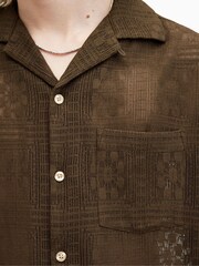 AllSaints Brown Caleta Short Sleeve Shirt - Image 4 of 8