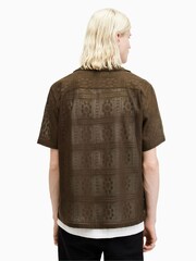 AllSaints Brown Caleta Short Sleeve Shirt - Image 6 of 8