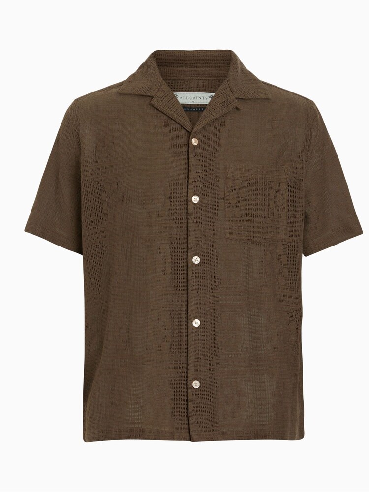 AllSaints Brown Caleta Short Sleeve Shirt - Image 8 of 8 AllSaints Brown Caleta Short Sleeve Shirt - Image 8 of 8