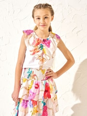 Angel & Rocket White Tropical Katie Woven Front 100% Cotton Top - Image 1 of 6