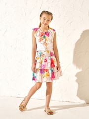 Angel & Rocket White Tropical Katie Woven Front 100% Cotton Top - Image 2 of 6