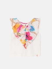 Angel & Rocket White Tropical Katie Woven Front 100% Cotton Top - Image 4 of 6