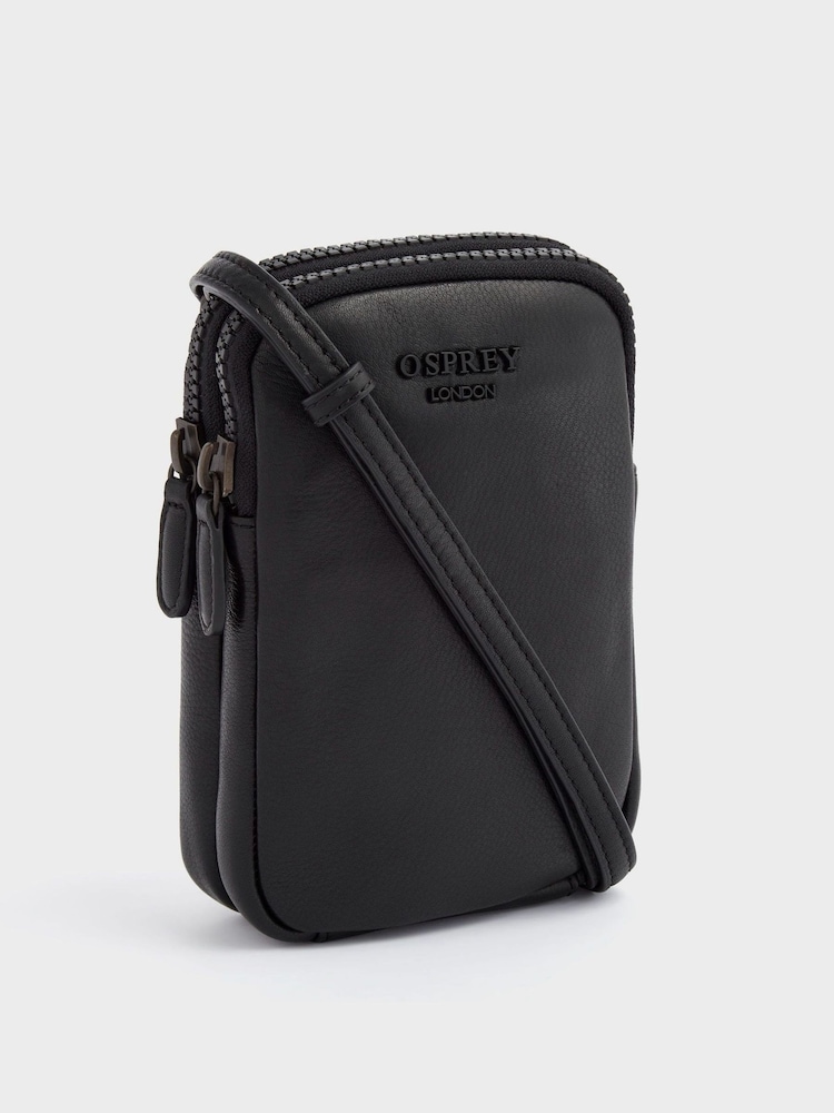 OSPREY LONDON The Onyx Leather Black Phone Bag - Image 2 of 7