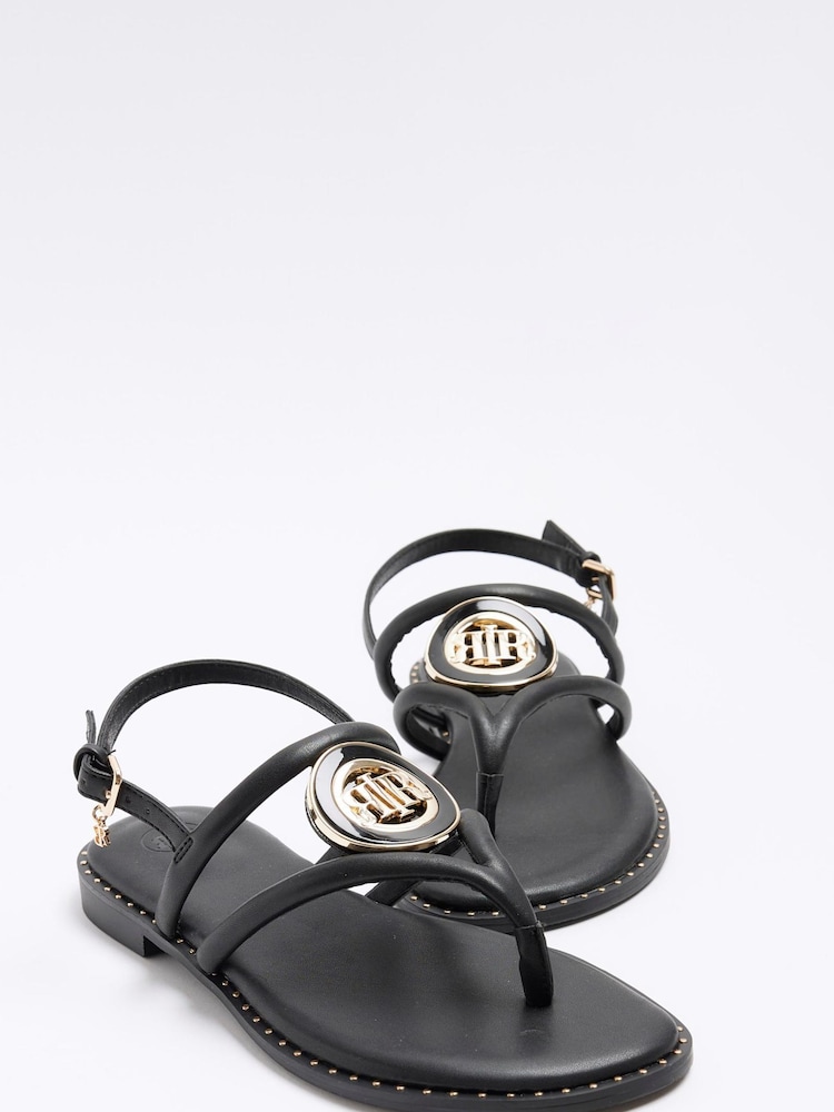 River Island Black Trim Toe Thong Sandals - Image 4 of 4