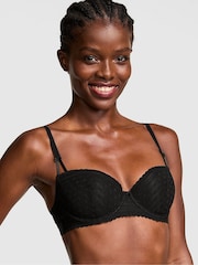 Victoria's Secret PINK Black Dainty Dot Balcony Lace Bra - Image 1 of 4