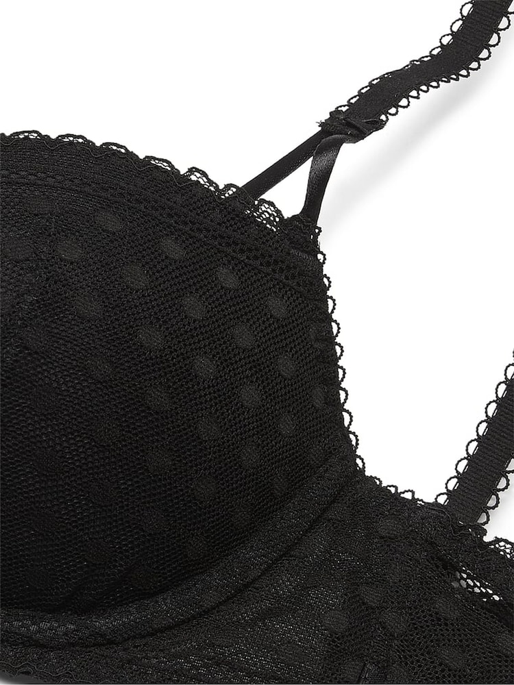 Victoria's Secret PINK Black Dainty Dot Balcony Lace Bra - Image 4 of 4