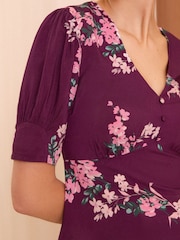 Love & Roses Red Floral Printed Tea Top - Image 3 of 4