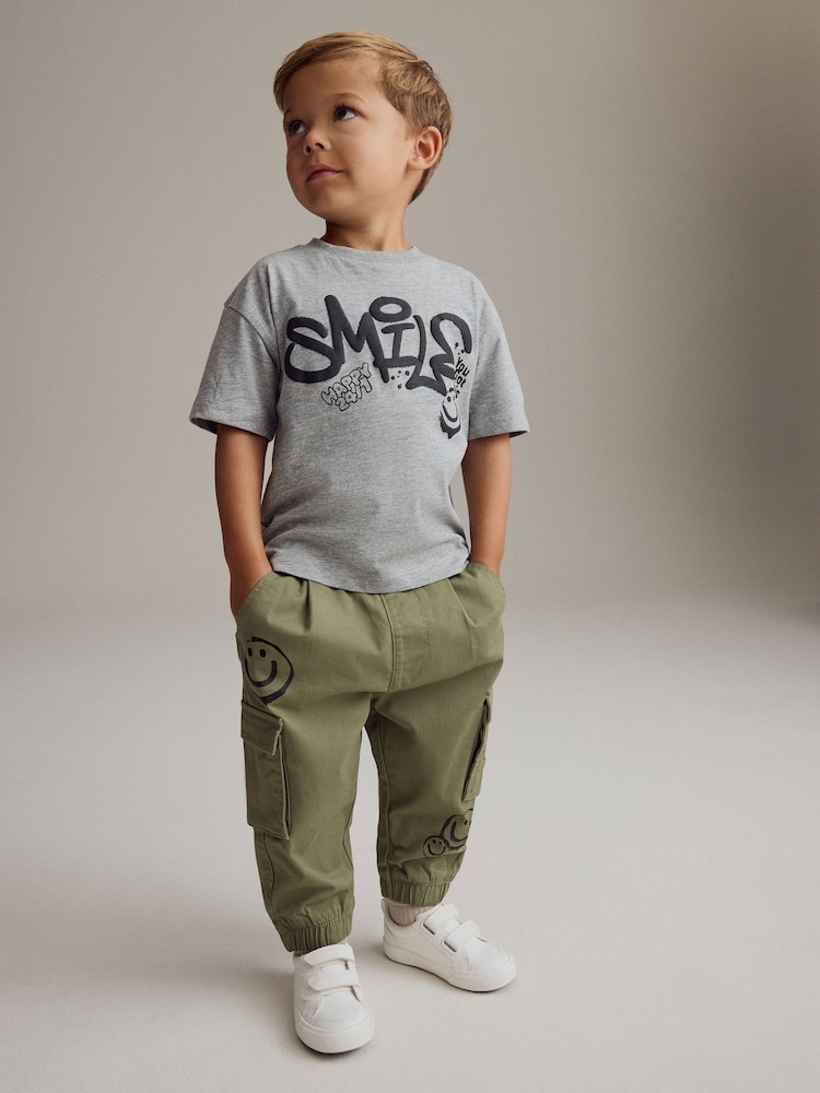 Khaki/Grey T-Shirt and Cargo Trousers Set (3mths-7yrs) - Image 1 of 9