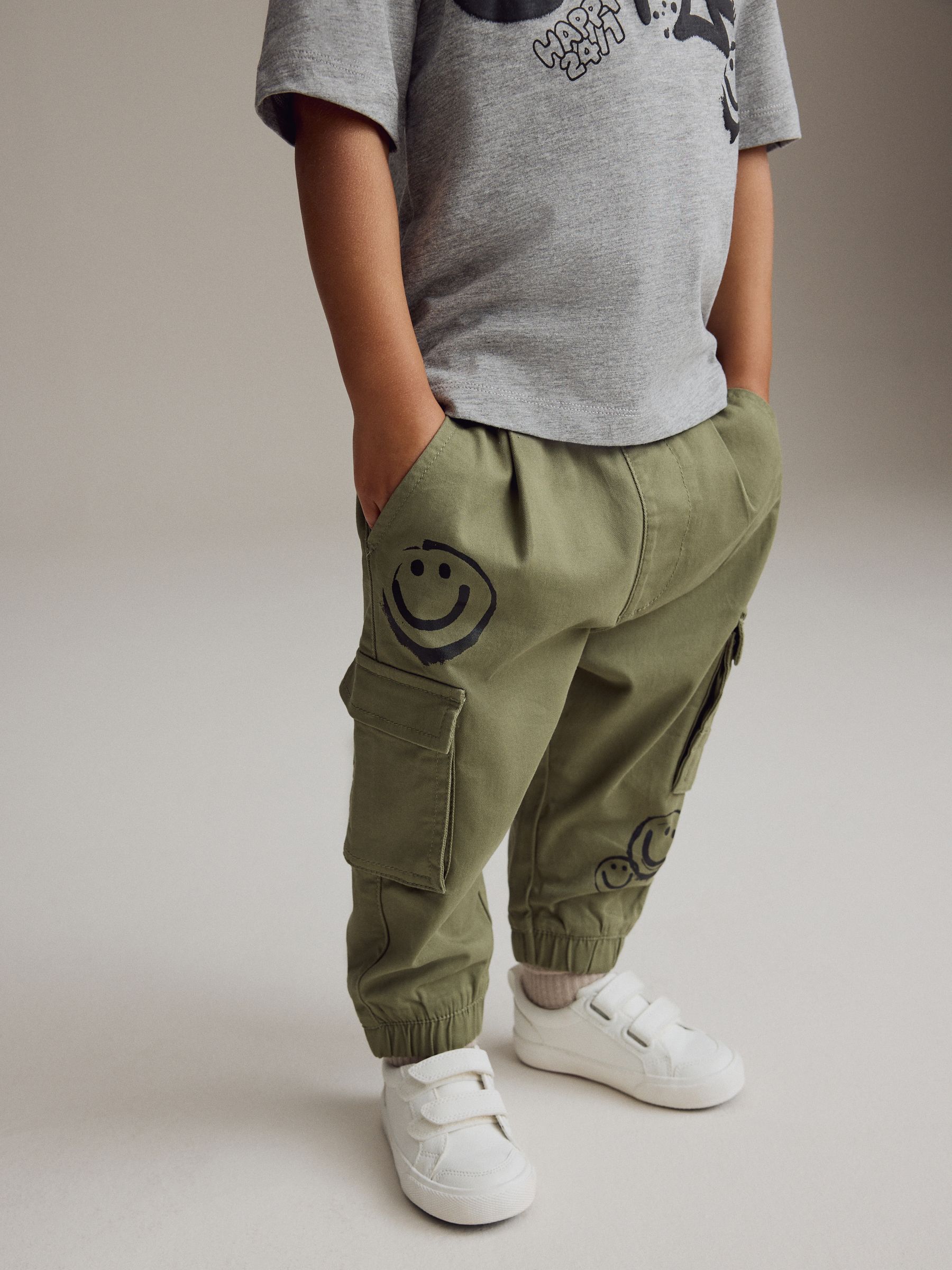 トップス c-boy style Mode Neutral (No.74) Buy Khaki/Grey T-Shirt and Cargo Trousers Set (3mths-7yrs