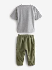 Khaki/Grey T-Shirt and Cargo Trousers Set (3mths-7yrs) - Image 9 of 9