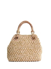 Dune London Cream Deltaz Wooden Handle Raffia Grab Bag - Image 4 of 6