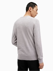 AllSaints Grey Mode Merino Crew Neck Jumper - Image 2 of 5