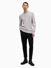 AllSaints Grey Mode Merino Crew Neck Jumper - Image 3 of 5