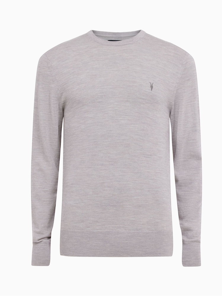 AllSaints Grey Mode Merino Crew Neck Jumper - Image 5 of 5