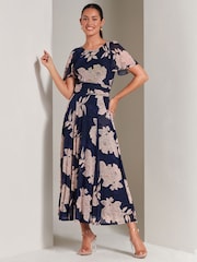 Jolie Moi Blue Paityn Angel Sleeve Mesh Maxi Dress - Image 1 of 6