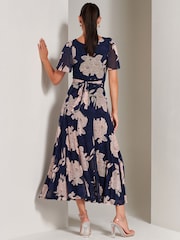 Jolie Moi Blue Paityn Angel Sleeve Mesh Maxi Dress - Image 2 of 6