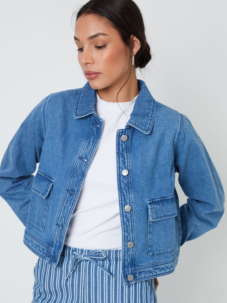 Threadbare Blue Boxy Denim 100% Cotton Jacket - Image 1 of 4