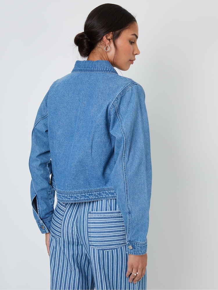 Threadbare Blue Boxy Denim 100% Cotton Jacket - Image 2 of 4
