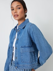 Threadbare Blue Boxy Denim 100% Cotton Jacket - Image 4 of 4