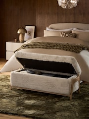 Oslo Faux Fur Natural Flinton Upholstered Storage Ottoman - Image 2 of 11