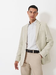 Crew Clothing Natural Birdseye Linen Blend Jersey Blazer - Image 1 of 4