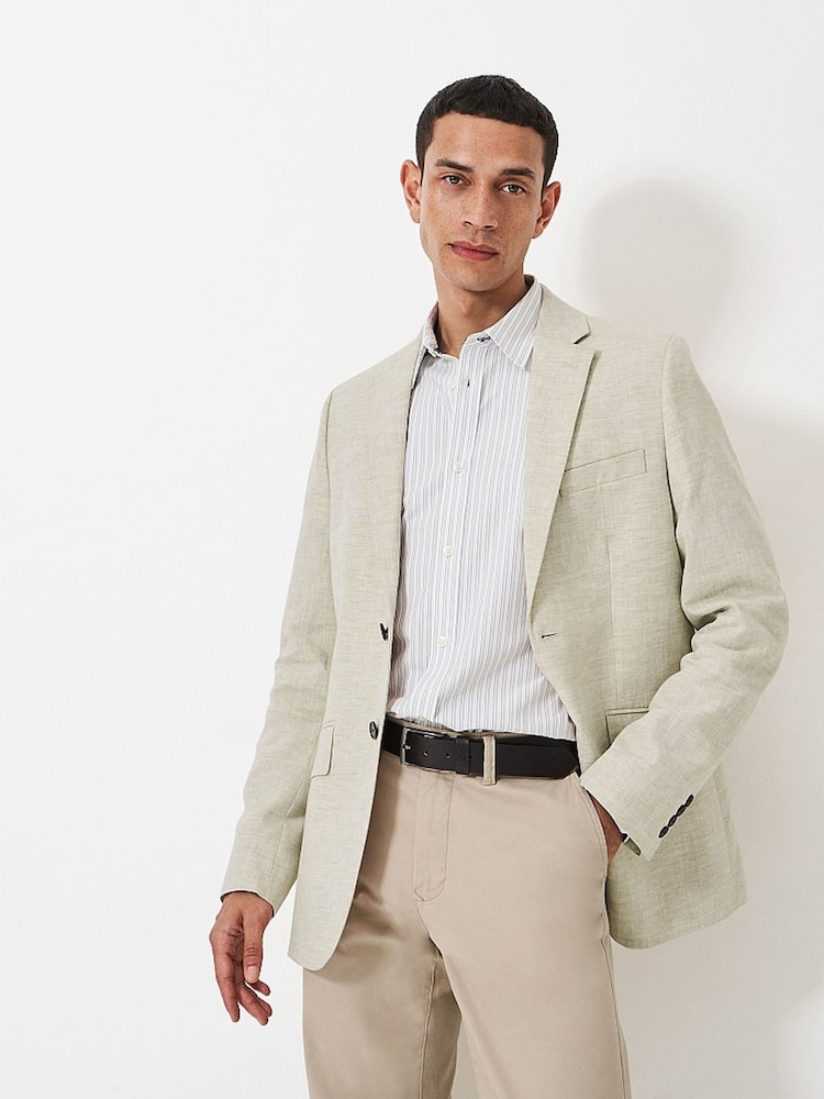 Crew Clothing Natural Birdseye Linen Blend Jersey Blazer - Image 1 of 4
