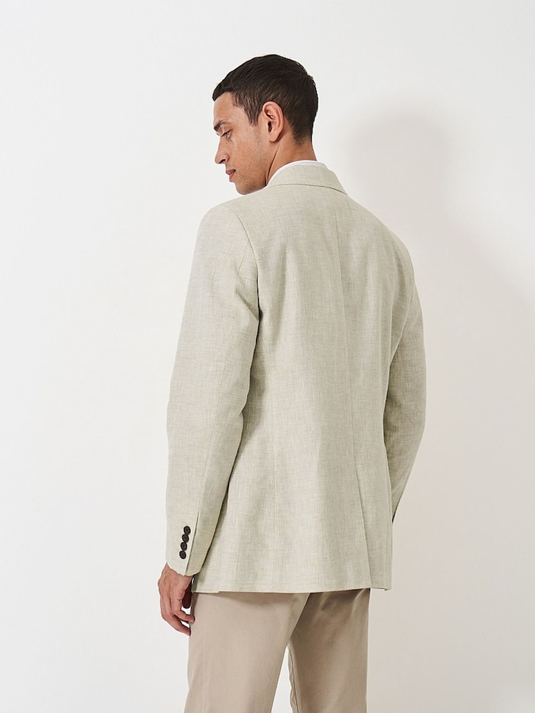 Crew Clothing Natural Birdseye Linen Blend Jersey Blazer - Image 2 of 4