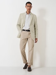 Crew Clothing Natural Birdseye Linen Blend Jersey Blazer - Image 3 of 4
