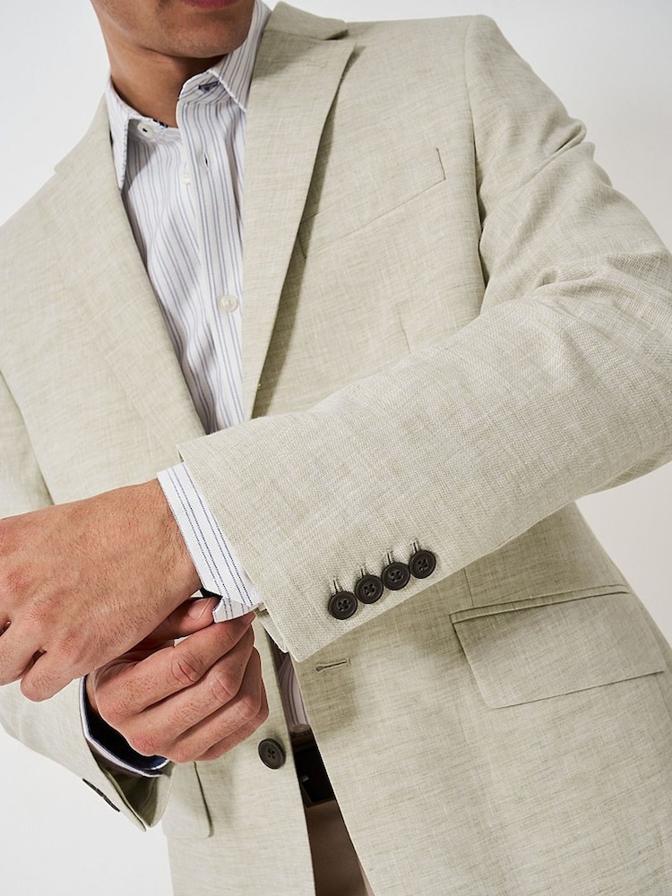 Crew Clothing Natural Birdseye Linen Blend Jersey Blazer - Image 4 of 4