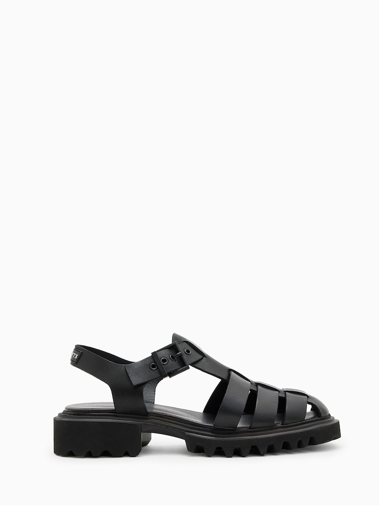 AllSaints Black Nessa Sandals - Image 2 of 5