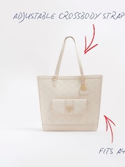 River Island Cream Girls Embossed Pocket Shopper Bag - Image 4 of 6