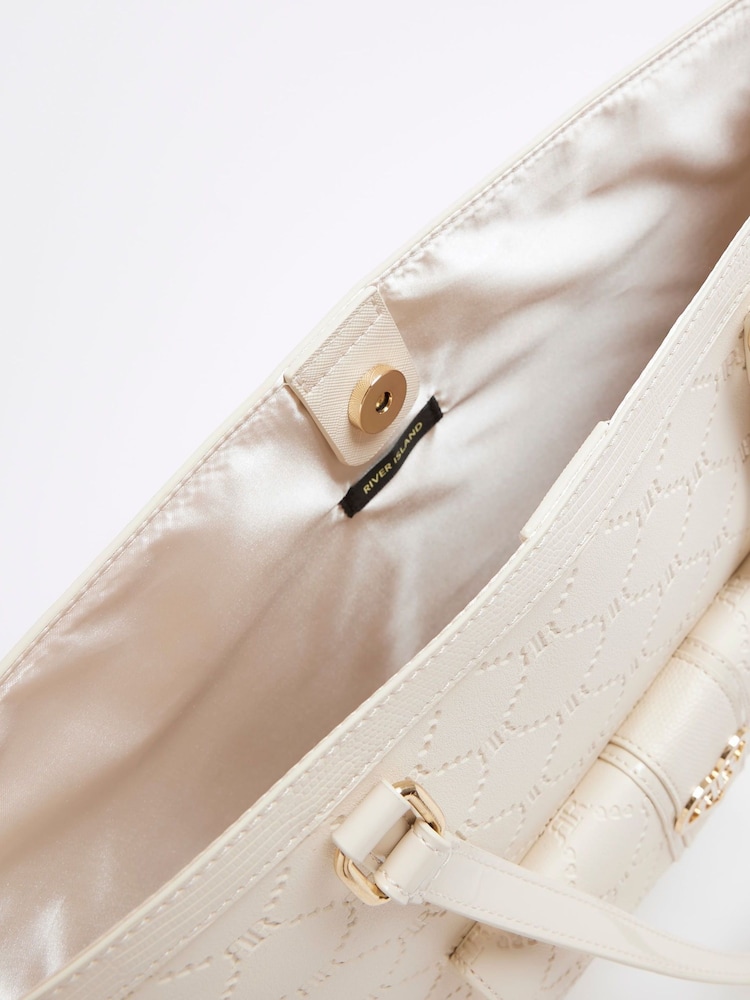 River Island Cream Girls Embossed Pocket Shopper Bag - Image 6 of 6