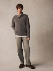 Rjava/siva - Relaxed Fit dolg rokav; z dolgimi rokavi Knit Rugby srajce z volno - Slika 2 iz 7