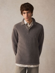 Rjava/siva - Relaxed Fit dolg rokav; z dolgimi rokavi Knit Rugby srajce z volno - Slika 4 iz 7
