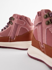 Pink Neutral Water Repellent Lace-Up Sporty Hiker Boots - Image 4 of 6