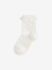 Red/Cream Cotton Rich Bow Texture Ankle Socks 2 Pack with Organza Frill - Image 2 of 5