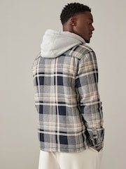 Grey Check Hooded Borg Lined Shacket - Image 2 of 11
