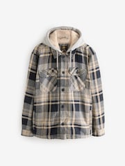 Grey Check Hooded Borg Lined Shacket - Image 6 of 11