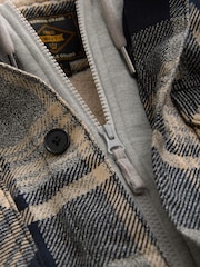 Grey Check Hooded Borg Lined Shacket - Image 9 of 11