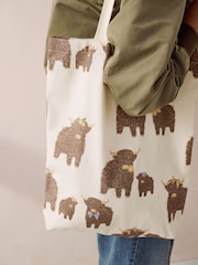 Cream Hamish The Highland Cow 100% Cotton Reusable Bag For Life - Image 2 of 7