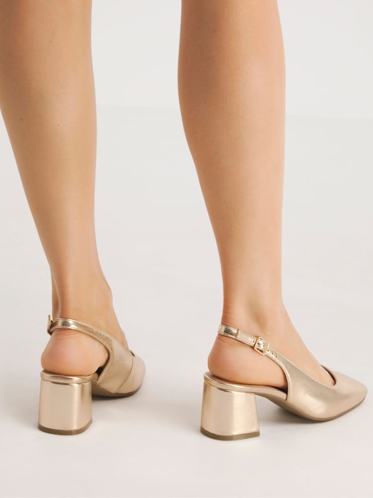 JD Williams Flexi Sole Kitten Heel Slingback Block Heels Shoes In Extra Wide Fit - Imagen 2 de 5
